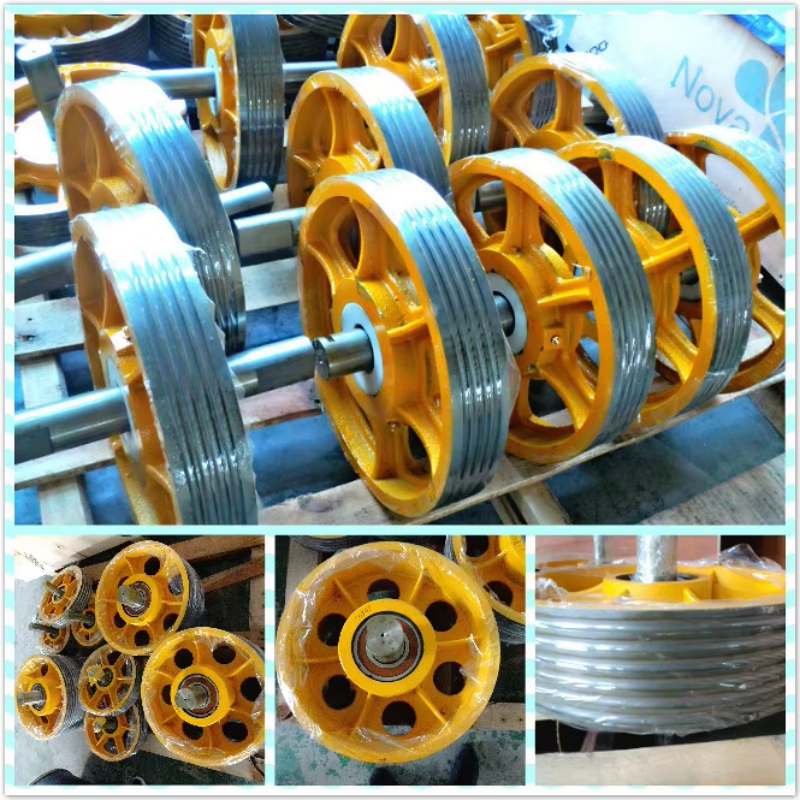VTSP271 Rueda deflectora de hierro fundido con polea de tracción y contrapeso para ascensor