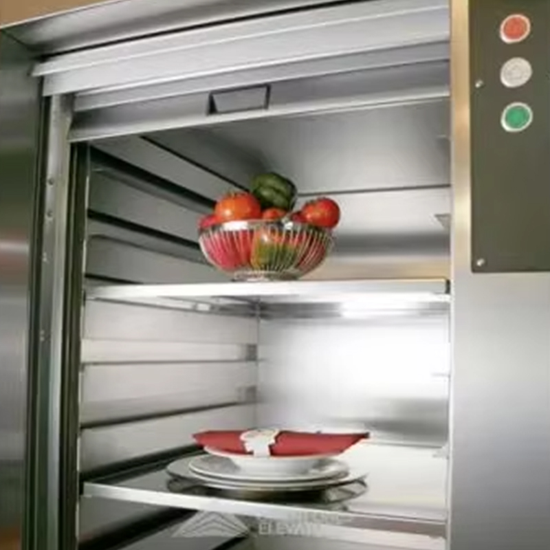 Elevador de montaplatos eléctrico de CA sin engranajes VTEF108 con piso de PVC para servicio de cocina de restaurantes y hoteles