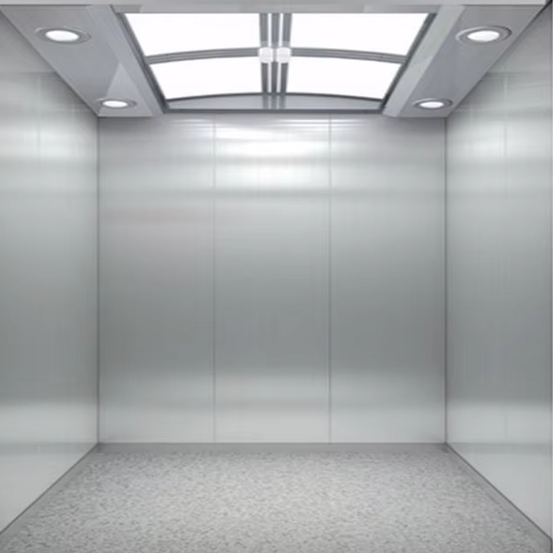 Cabina de ascensor de pasajeros VTSP134 con techo LED de bajo consumo Construcción de acero inoxidable Certificación ISO9001 Garantía de 1 año