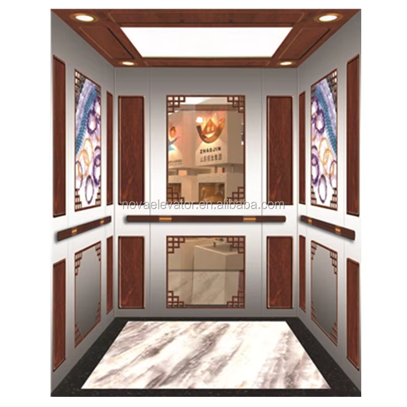 Repuestos y accesorios para ascensores VTSP128 Cabina de ascensor de observación de primera calidad con paredes de vidrio completo